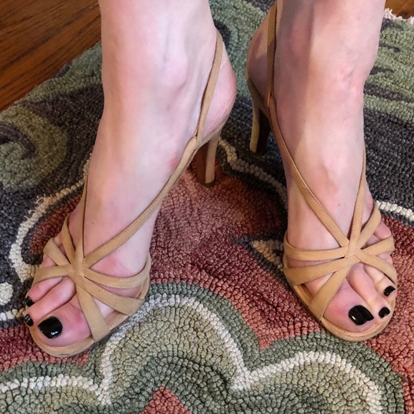 Nude Suede Ralph Lauren Strappy Sandals 